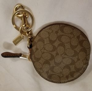 COACH Signature Circular Coin Pouch Bag Charm